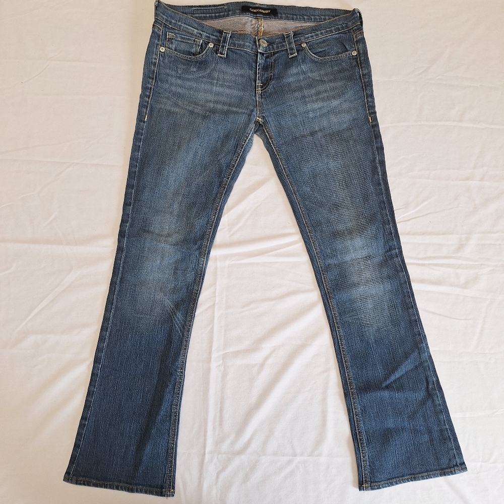 Guido & Mary Women’s Vintage y2k Low Rise Flare Leg Dark Blue Denim Jean 30